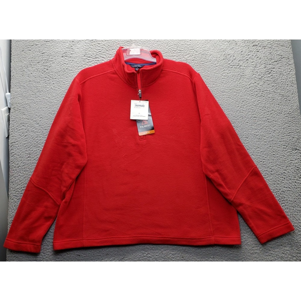 Lands' End 1/2 Zip Pullover Fleece Sweater Mens XL Red Long Sleeve Mock-Neck